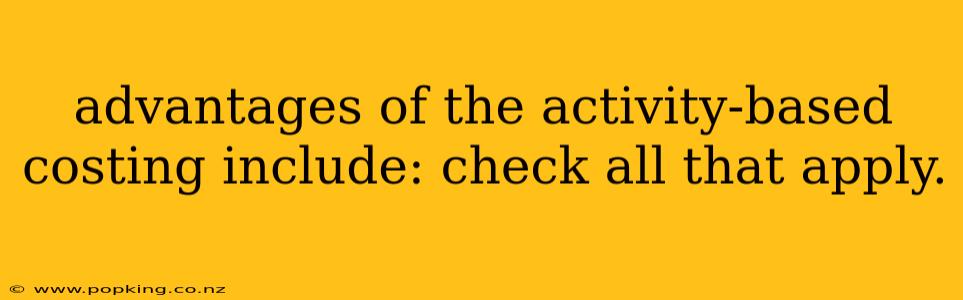 advantages of the activity-based costing include: check all that apply.