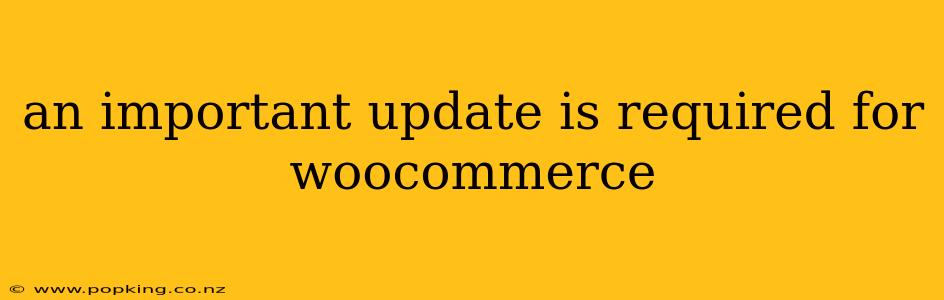 an important update is required for woocommerce