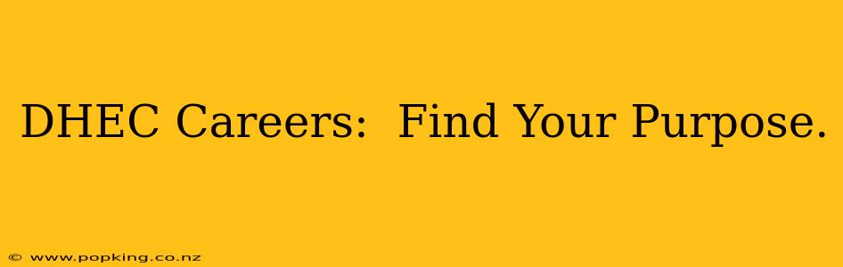 DHEC Careers:  Find Your Purpose.