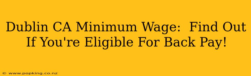 Dublin CA Minimum Wage:  Find Out If You're Eligible For Back Pay!