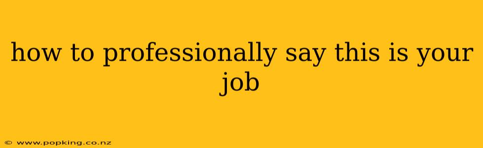 how to professionally say this is your job