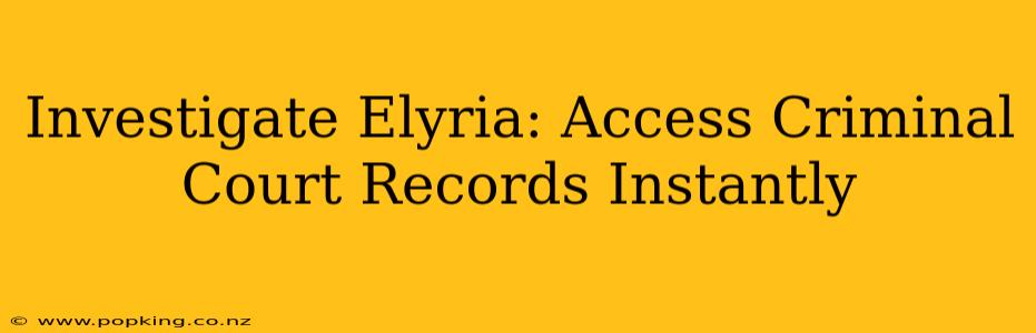 Investigate Elyria: Access Criminal Court Records Instantly