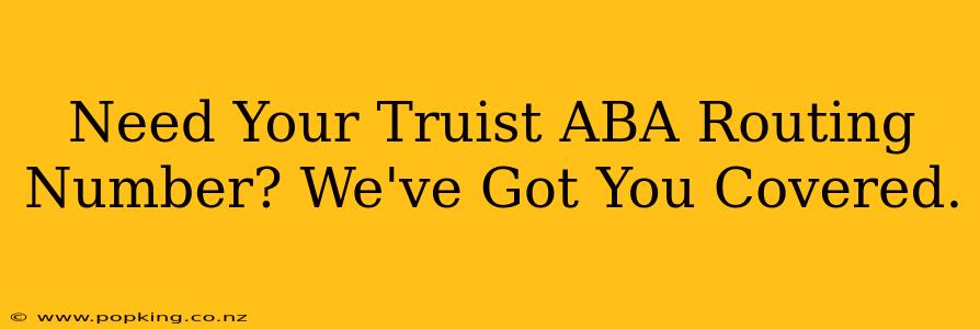 Need Your Truist ABA Routing Number? We've Got You Covered.