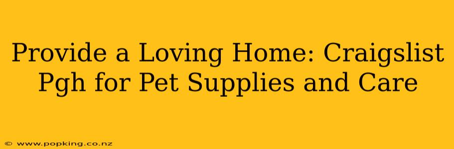 Provide a Loving Home: Craigslist Pgh for Pet Supplies and Care