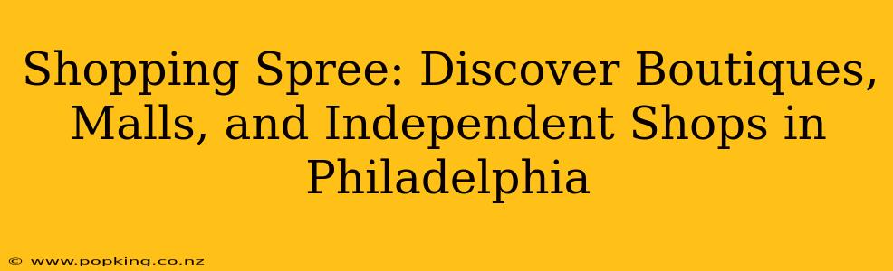 Shopping Spree: Discover Boutiques, Malls, and Independent Shops in Philadelphia