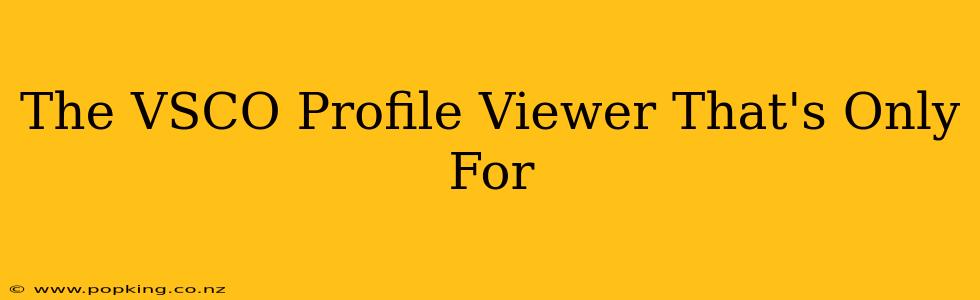 The VSCO Profile Viewer That's Only For