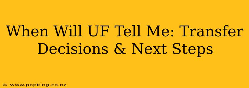When Will UF Tell Me: Transfer Decisions & Next Steps
